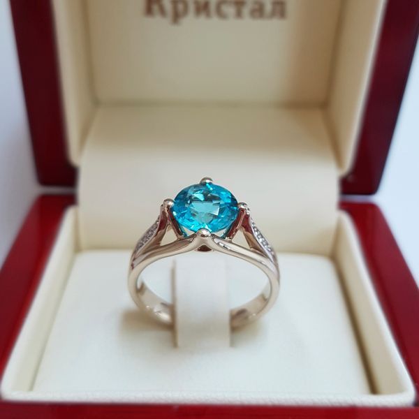 Каблучка з діамантами та кольоровим камінням 981-1812 №113 розмір 17,5 вага 5,13 проба 585 981-1812 фото